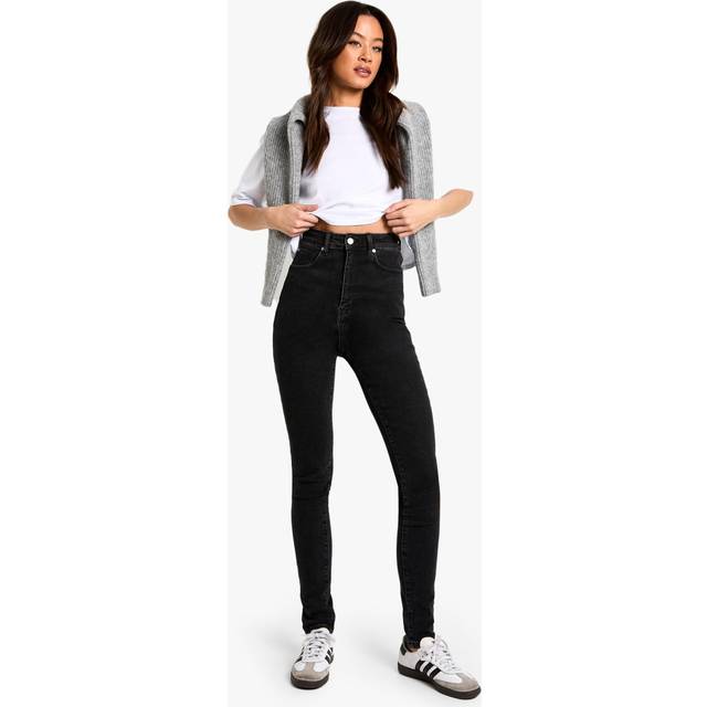 Womens The Tall High Waist Skinny Jean - Washed Black - 18/34L