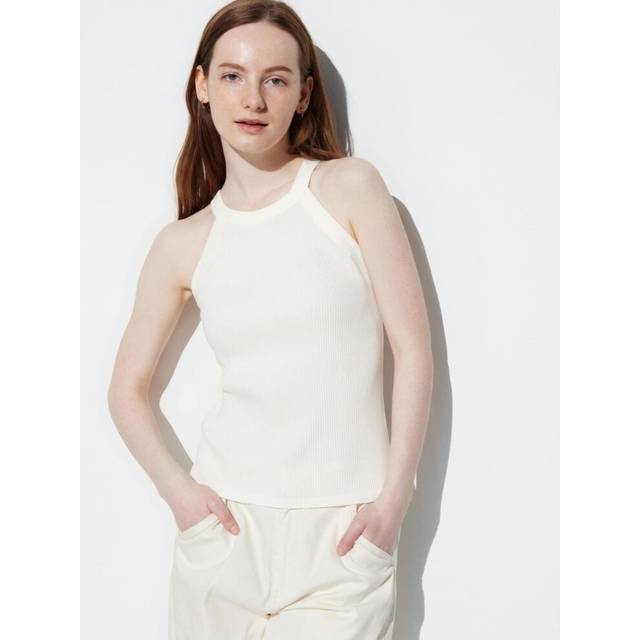 (00 WHITE/XXL) Uniqlo Japan Halter Neck Bra Tank Top
