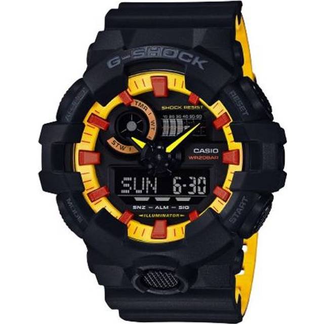 CASIO G-Shock Analog-Digital 'Black Yellow' GA-700BY-1A-PERSON - BLACK/YELLOW - Free