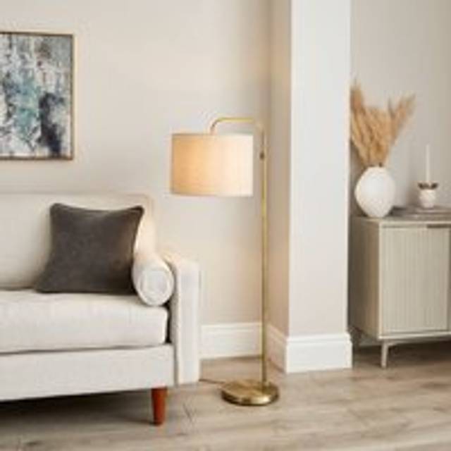 Novie Arched Adjustable Floor Lamp - Antique Brass