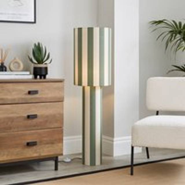 Beatrice Striped Floor Lamp - Olive