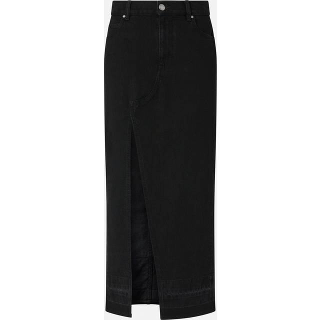 Pinko, Jupe longue fendue en denim noir, Noir limousine, 46