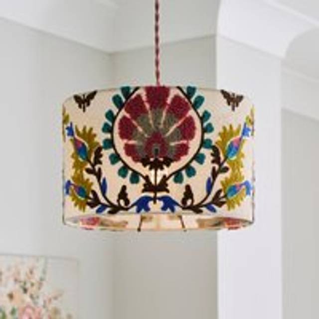 Hani Embroidered Easy Fit Drum Lamp Shade - Multicolor