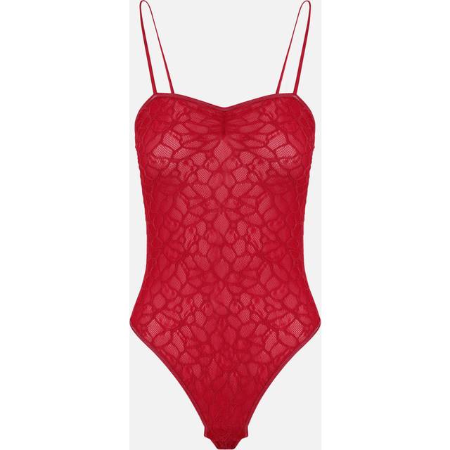 Pinko, Body à fines bretelles en dentelle, Rouge sauce, M