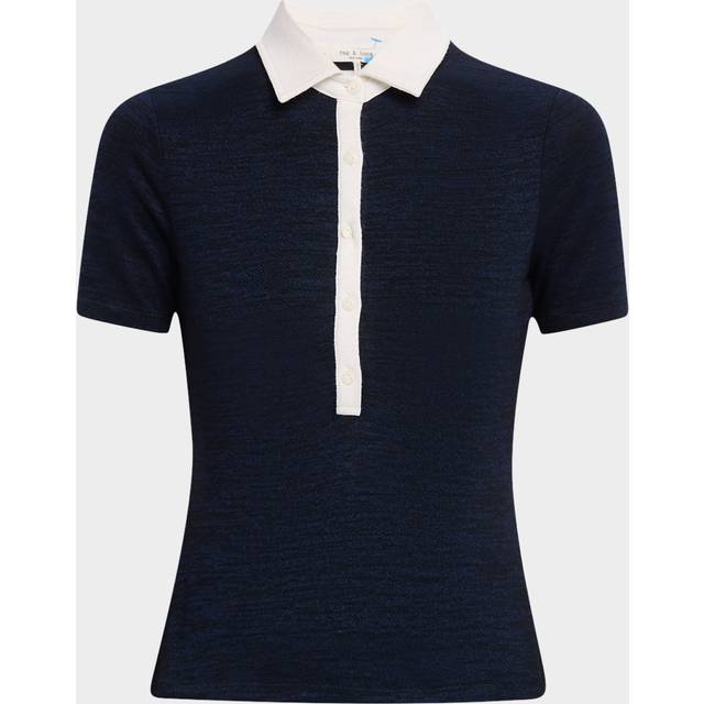 The Knit Button Polo Top - NVYMT - X-Small