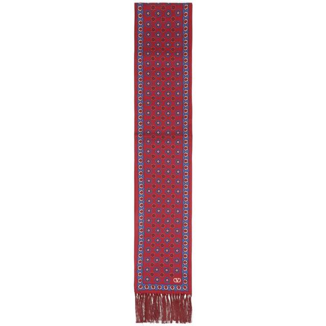 VALENTINO GARAVANI Chamber Silk Bandeau Finge Scarf - Red