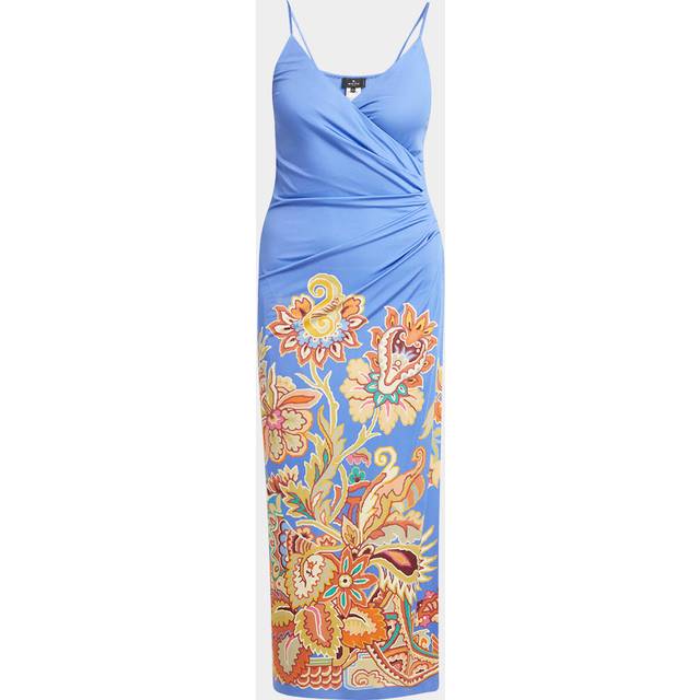 Etro, Robe Longue En Jersey Imprimé, Femme, Bleu Poudre, Taille 42