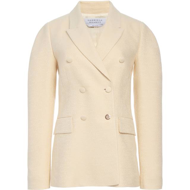 Sedna Puff-Sleeve Double-Breasted Silk Blazer - IVORY - 44 IT (8 US)