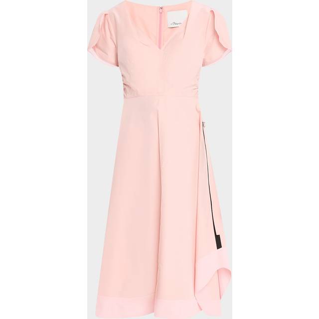 V-Neck Tulip-Sleeve Midi Dress - PETAL - 0