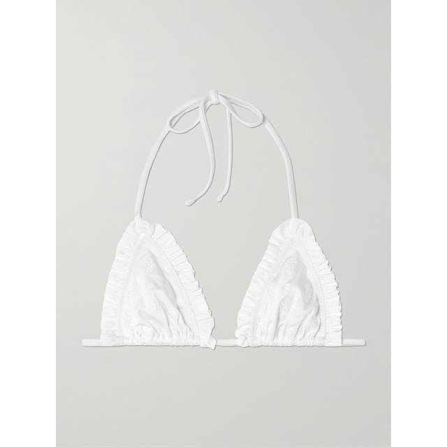 Ruffle-Trim Eyelet Bikini Top - WHITE - 34 FR (2 US)