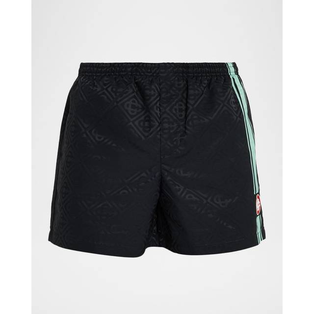 Monogram Logo Jacquard Swimshorts - Black - Casablanca references the founder's French-Moroccan identity and fuses it with the reimagining of the timeless après-sport aesthetic. With the use of Neapolitan tailoring techniques to create statement pieces, the brand is the perfect combination of comfort and elegance.