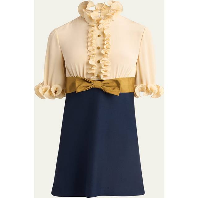 Valentino Crepe De Chine And Viscose Short Dress Woman PROVENCE BLUE/BIRCH 46