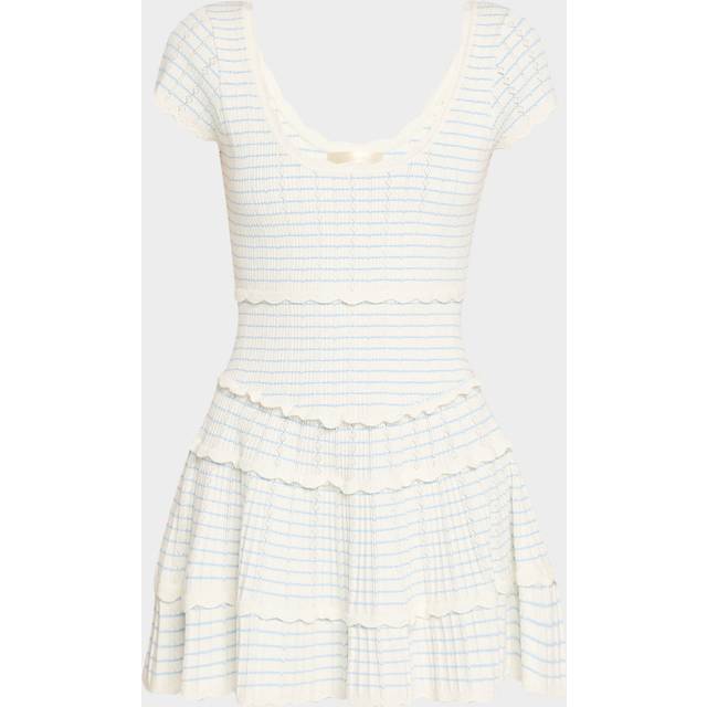 Elisavette Striped Stretch Pointelle Mini Dress - SAILOR STRIPES - X-Large