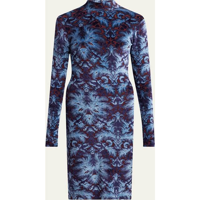 Etro, Robe En Chenille Jacquard, Femme, Bleu, Taille 48