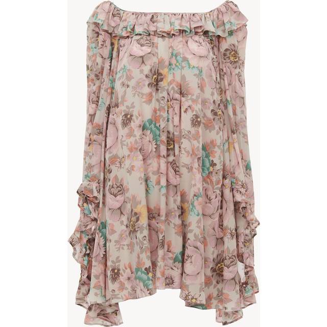 Chloé - Ruffled Floral-print Silk Crepe De Chine Mini Dress - Pink - FR 40