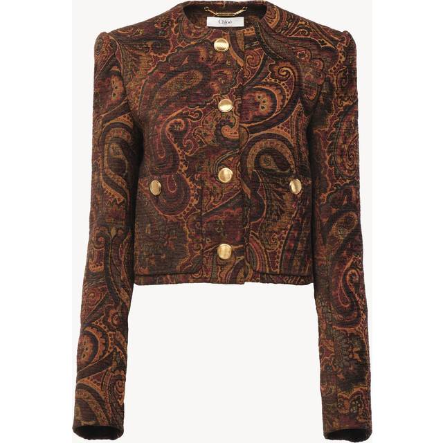 CHLOÉ Boxy collarless jacket in tapestry jacquard Multicolor Size 10 42% Viscose, 30% Polyester, 28% Cotton
