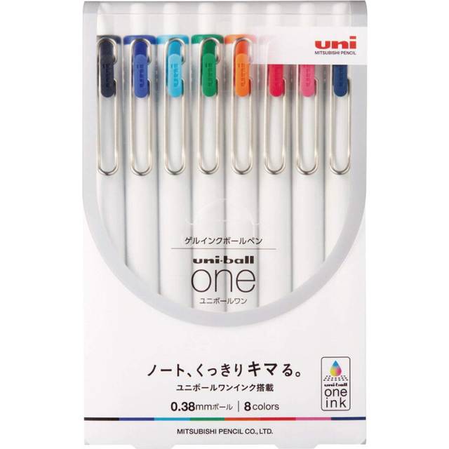 Uni Ball One  Gel Ink 0.38mm Ballpoint Pen  8 Colors Set (UMNS388C)