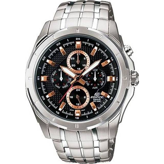Casio Edifice Analog Watch 'Silver Metallic Black Gold' EF-328D-1A5V - Free