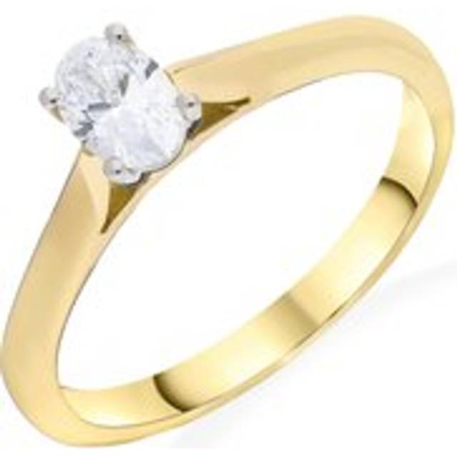 18ct Yellow and White Gold 0.41ct Diamond Oval Solitaire GIA Certified EVS1 Ring