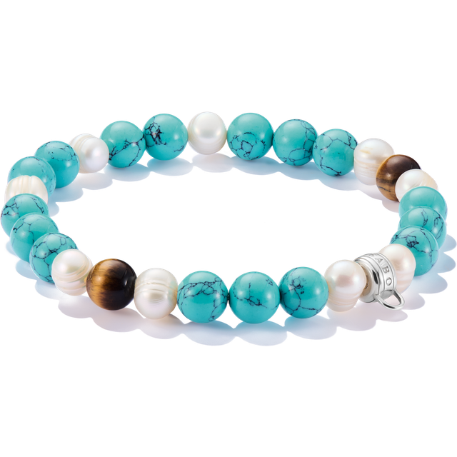 Thomas Sabo Silver beads bracelet with colourful stones multicoloured X0293-951-7-L15 - brown/silver-coloured/turquoise/white - 15 cm