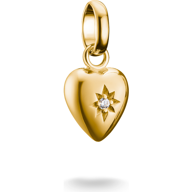 THOMAS SABO Connect Gold Plated Heart with Star Charm Pendant For Women - gold/silver