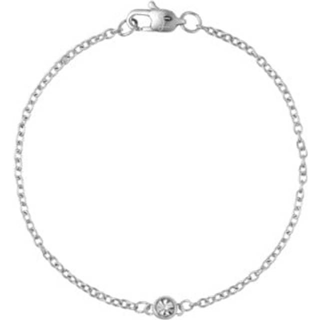 Thin diamond medium bracelet silver
