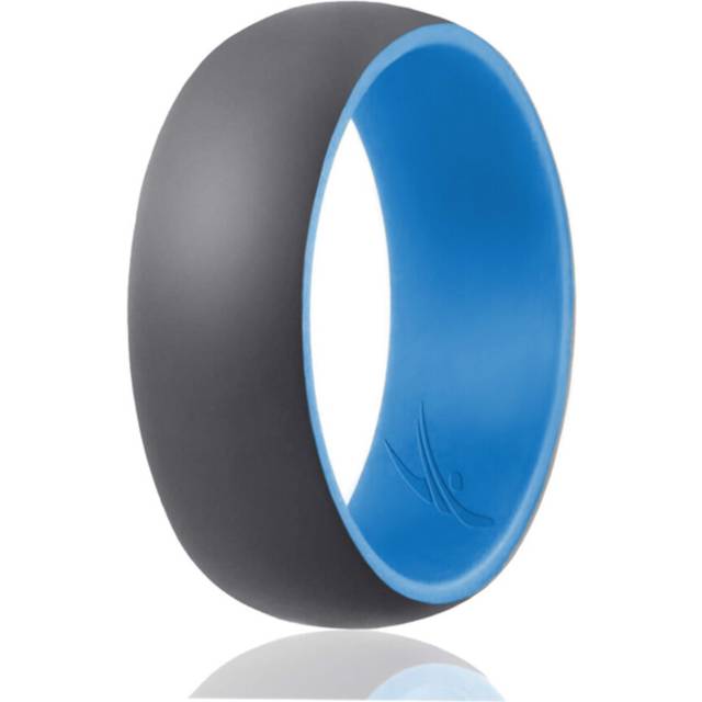Silicone Wedding Ring - Duo Collection Dome Style - Light Blue-Grey by