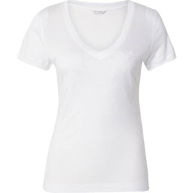 T-shirt fin à col V - Blanc - XL