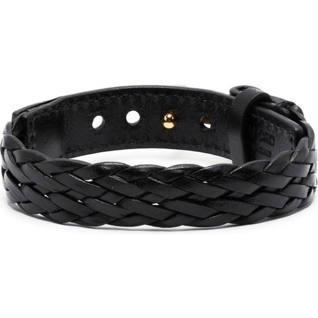 TOM FORD - T-plaque leather bracelet - men - Brass/Calf Leather - One Size - Black