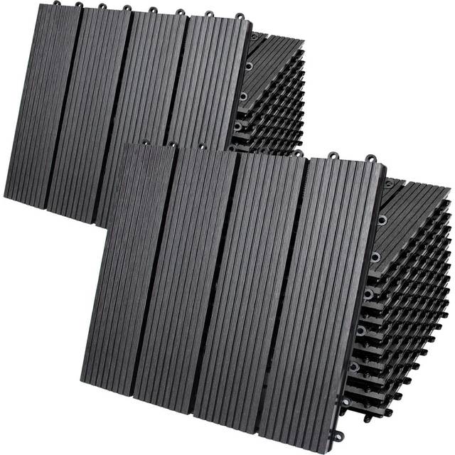 Composite Decking Tiles 22Pcs Anthracite 30x30cm