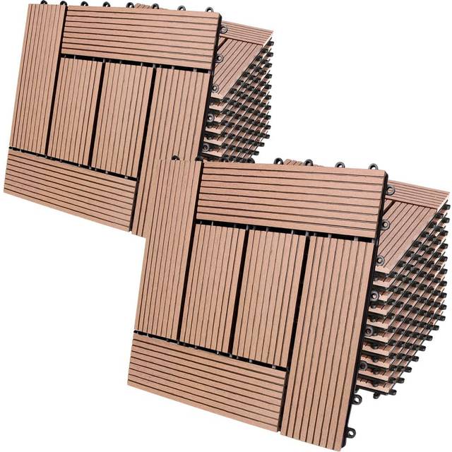 Composite Decking Tiles 22Pcs Terracotta 30x30cm Mosaic