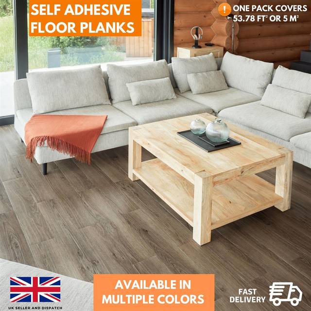 (Beige, 7) Self Adhesive Floor Planks (91.4x15.2cm) - Peel And Stick Vinyl Flooring