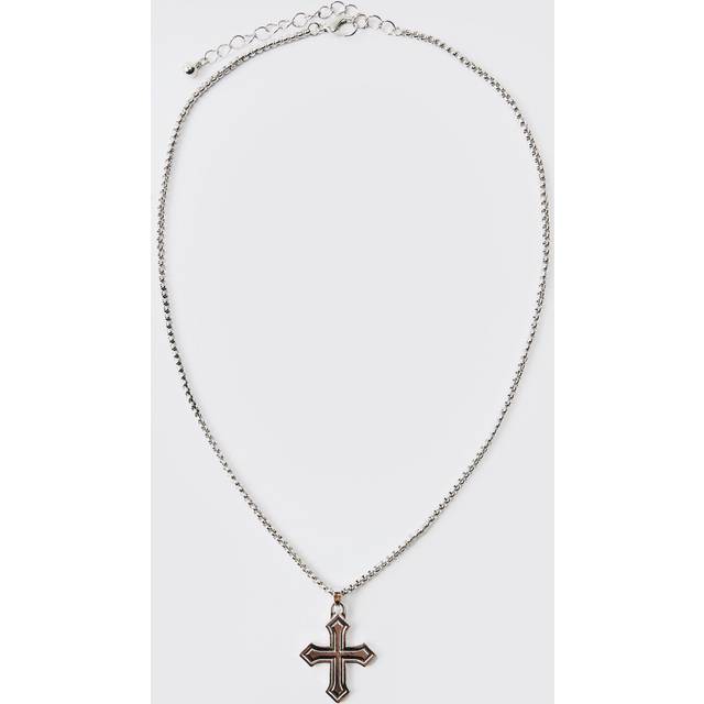 Gothic Cross Necklace in Silver - Grey - One Size