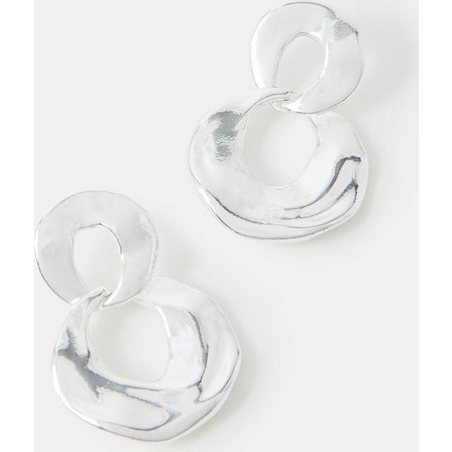 Sterling Silver-plated Molten Hoop Drop Earrings - Accessorize - Multicolour - One Size