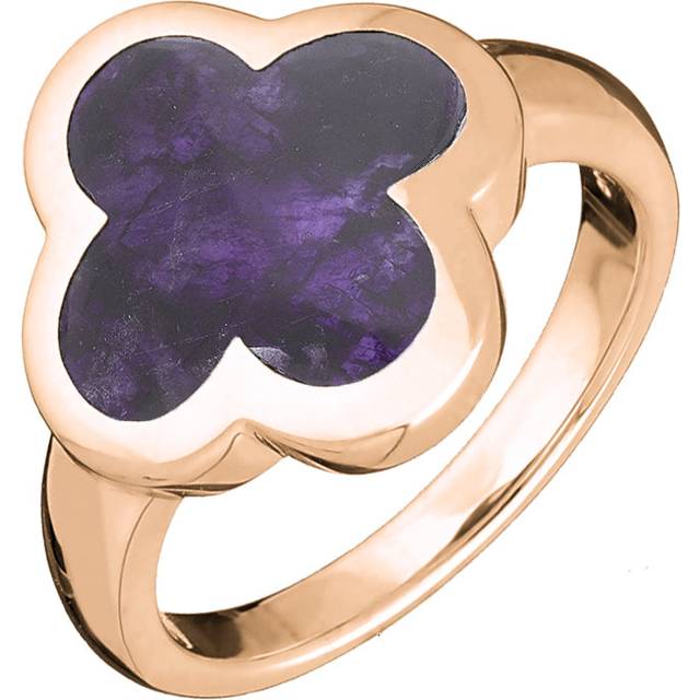 9ct Rose Gold Blue John Bloom Four Leaf Clover Ring - S