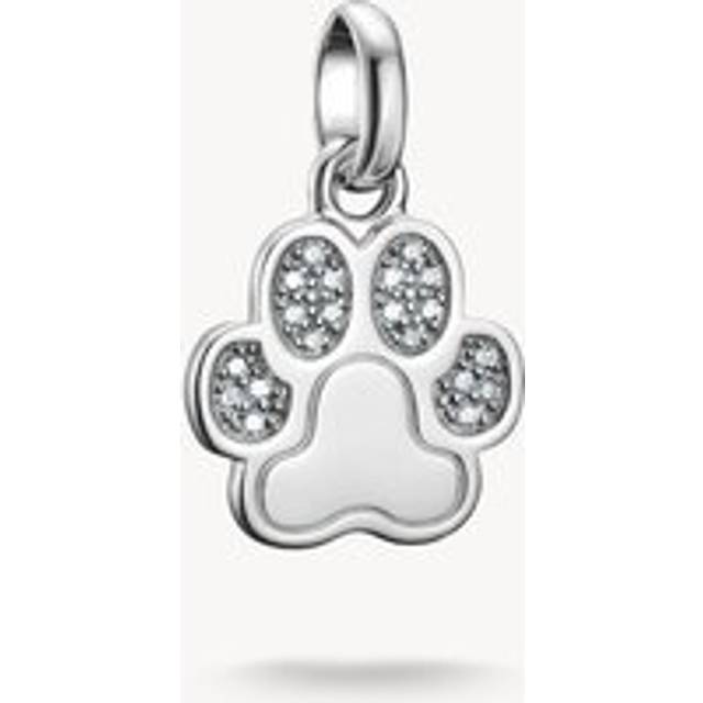 THOMAS SABO Connect Silver Zirconia Paw Charm Pendant For Women - silver