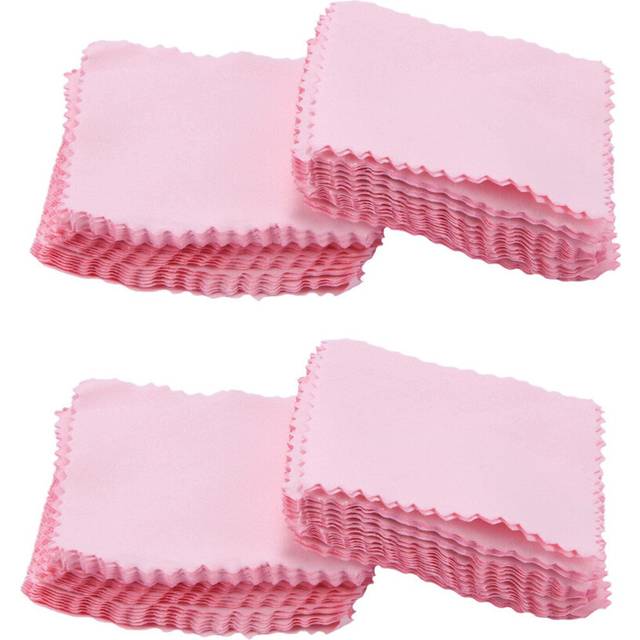 100 Pack Jewelry Cleaning Cloth,Jewelry Polishing Cloth for Sterling Silver Gold Pink