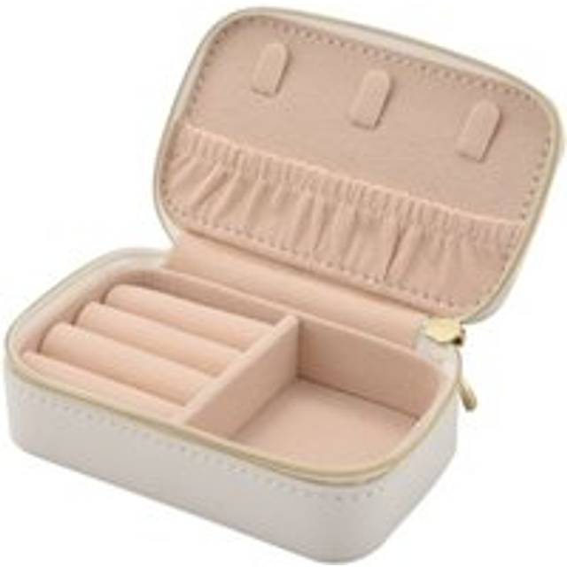 Tlily - Small Jewelry Box,Portable Travel Box Organizer Display Storage Case for Rings and Earrings White