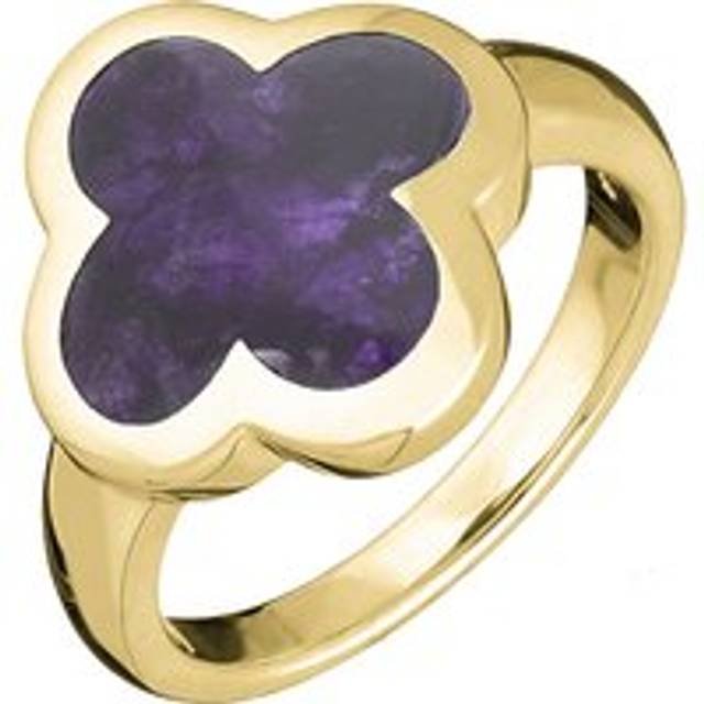 9ct Yellow Gold Blue John Bloom Four Leaf Clover Ring - I