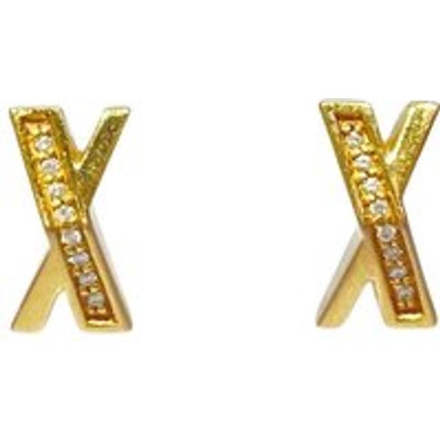 Womens Preloved Initial X Earrings Diamond Accent Wo - Gold - Metallics - One Size