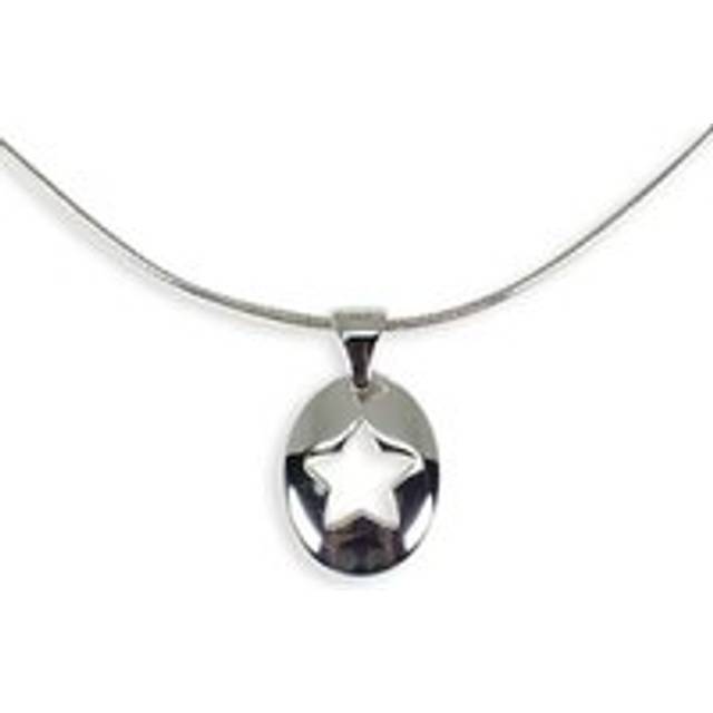 Womens Preloved Oval Star CutOut Pendant Necklace Wo - Silver - Grey - One Size