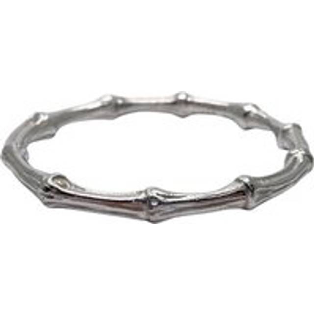 Preloved Bamboo Cuff Bangle Bracelet Unisex - Silver - Grey - One Size