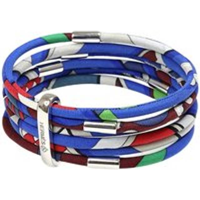 Womens Preloved Silk Cuff Bracelet with Metal Accents Wo - Multicolour - One Size