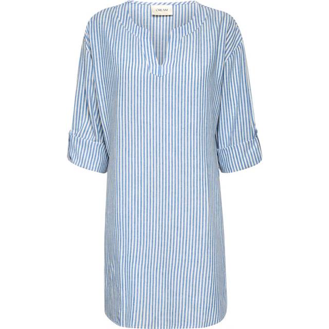 Cream Crventa Striped Tunic Kjoler Uld - Blue Milkboy