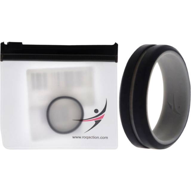 Silicone Wedding 2Layer Middle Line Ring - Grey-Black by ROQ for Men -