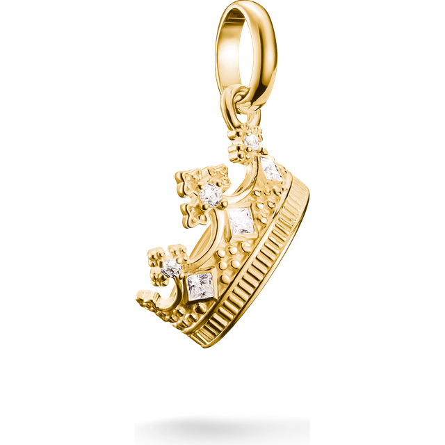 THOMAS SABO Connect Gold Plated Zirconia Crown Charm Pendant For Women - gold
