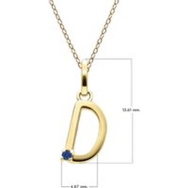 Initial Blue Sapphire Letter Necklace In 9ct Yellow Gold