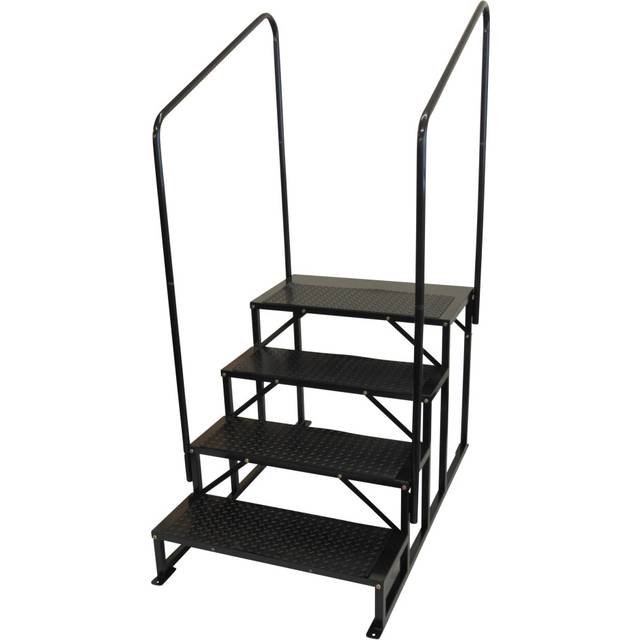 Freestanding Caravan 4 Step Tread with 2 Handrails (Non Slip Mats)