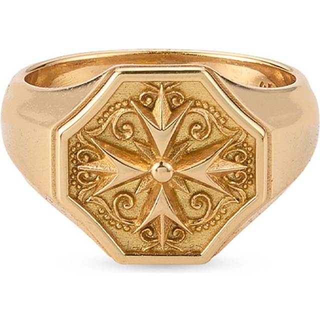 Emanuele Bicocchi - logo-crest signet ring - unisex - 24kt Gold Plated Sterling Silver - 25