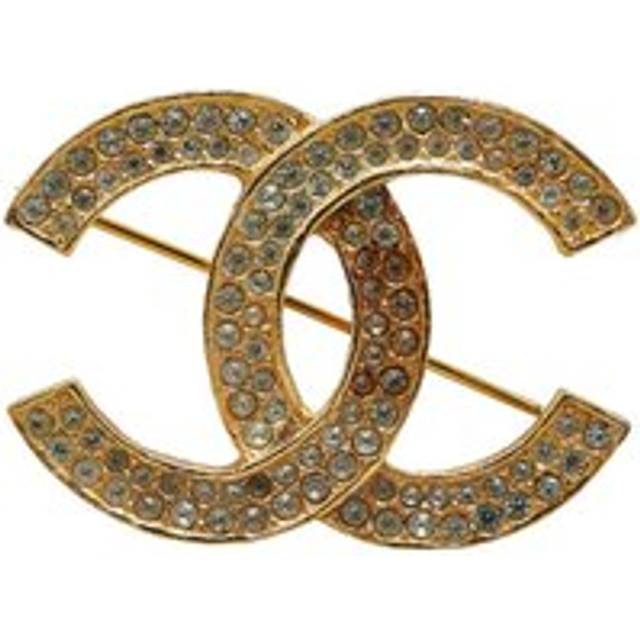 Womens Preloved CC Crystal Brooch GoldTone Wo Brooches - Metallics - One Size